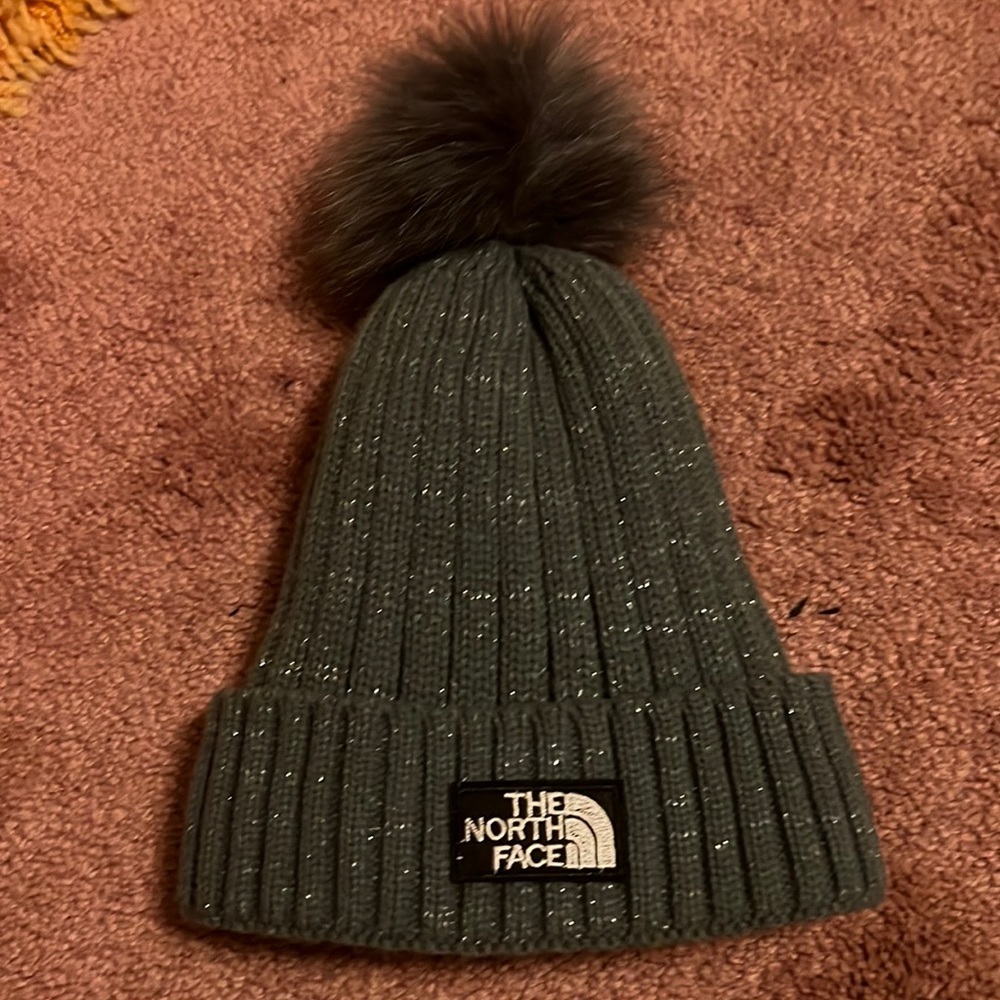 Grey North Face Fuzzy Hat, Great Condition